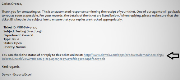Autoresponder message with Directlogin link