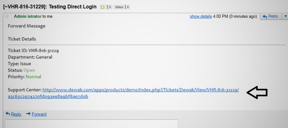 Forward message with the Directlogin link