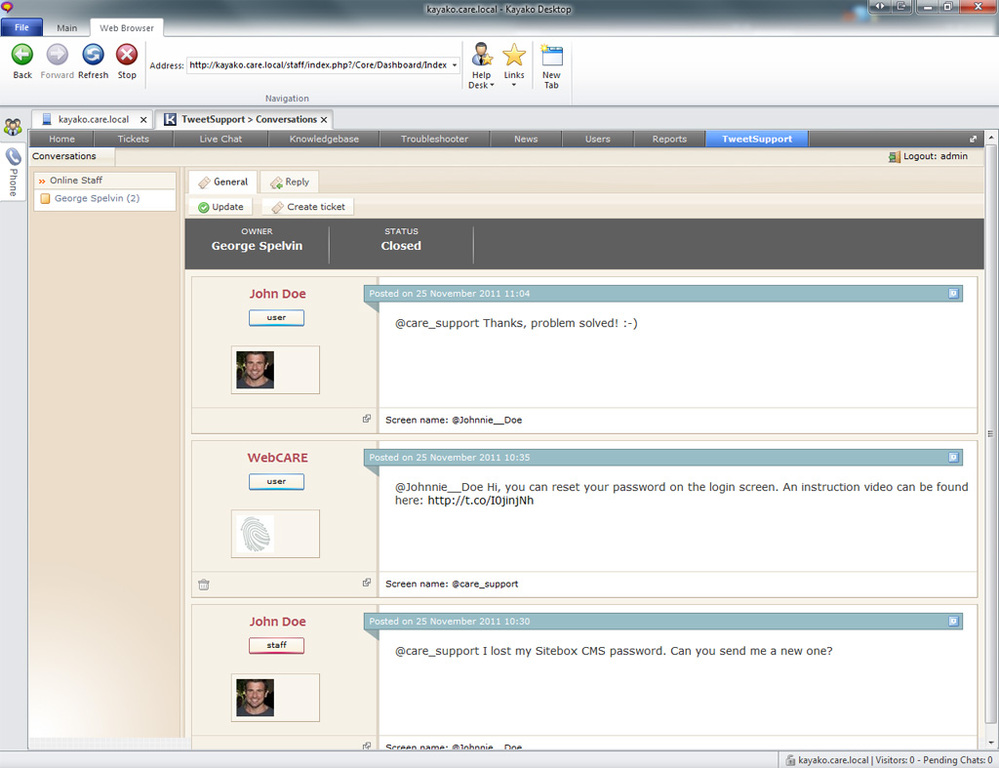 Build a conversation with your customer identical to a conversation in a ticket