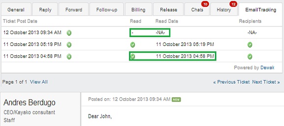 Verify if the reply was read and also when